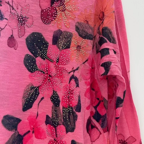 Cactus floral and sparkles midi length dress/tunic. Long sleeve. Fairy. Whimsy. - Picture 3 of 15